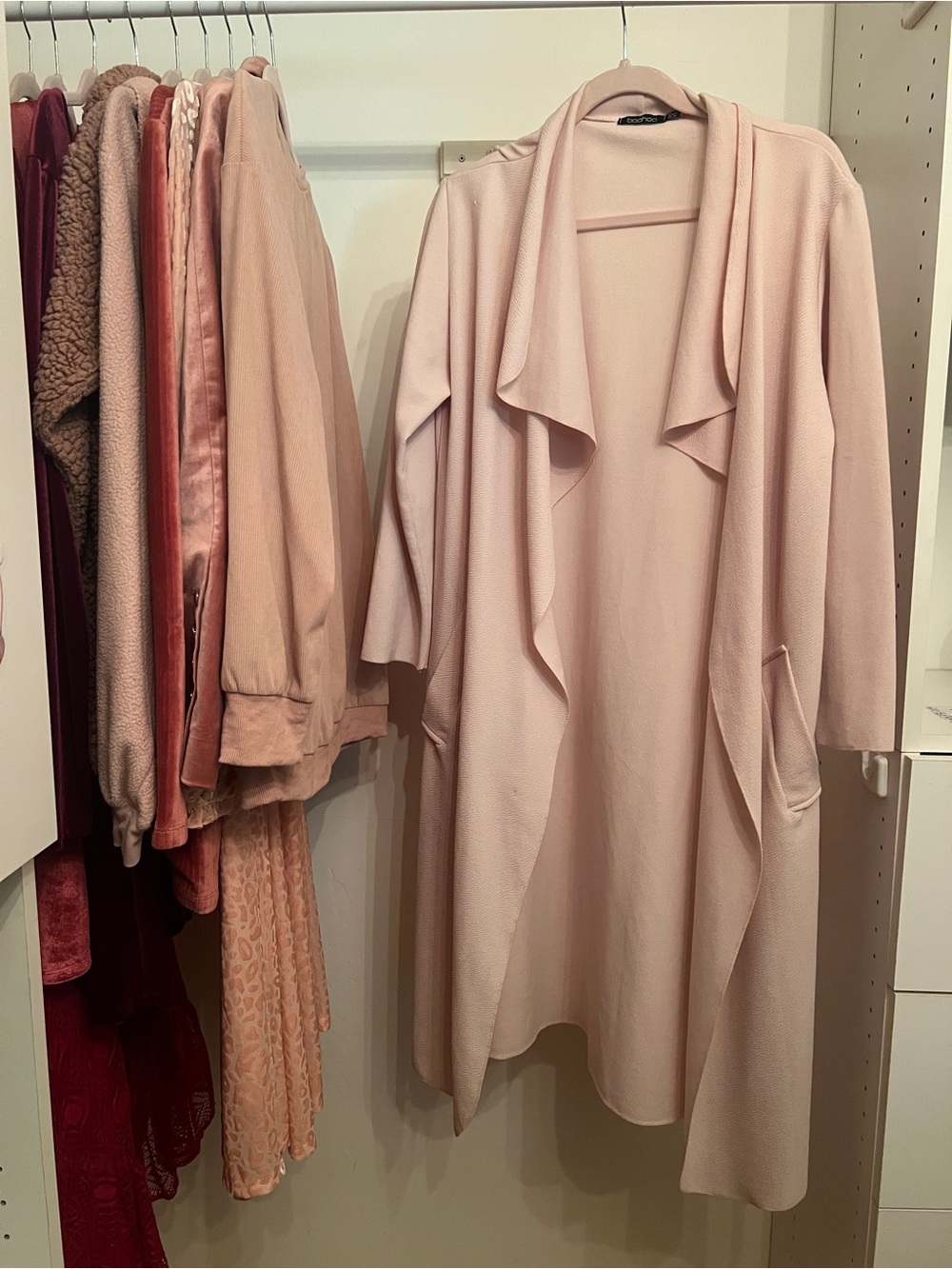 Boohoo Pale Pink Open-Front Cardigan
